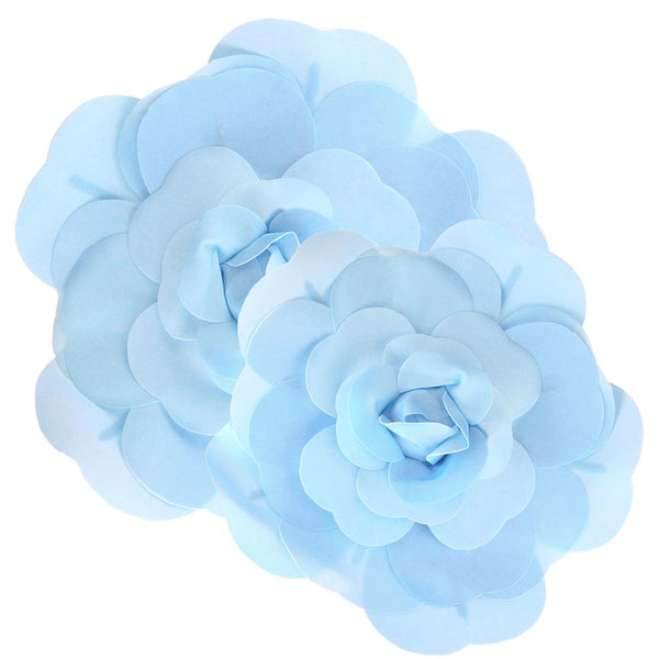 Rose Foam Wall Flowers, Light Blue, Assorted Sizes, 2 Piece