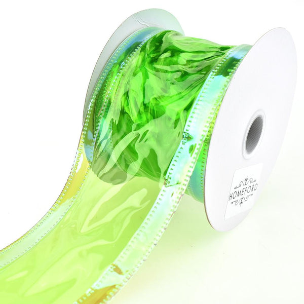 Jelly Plastic Iridescent Edge Neon Wired Ribbon, 2-1/2-Inch, 10-Yard, Clear