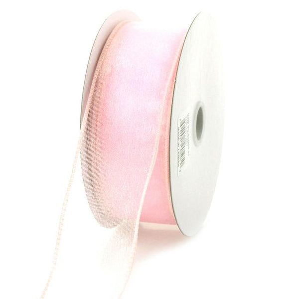 Sheer Chiffon Ribbon Wired Edge, 1-1/2-inch, 25-yard, Light Pink