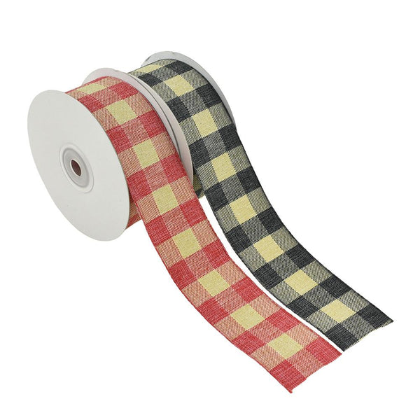 Natural Checkered Faux Linen Ribbon, 1-1/2-Inch, 10-Yard – Firefly Imports