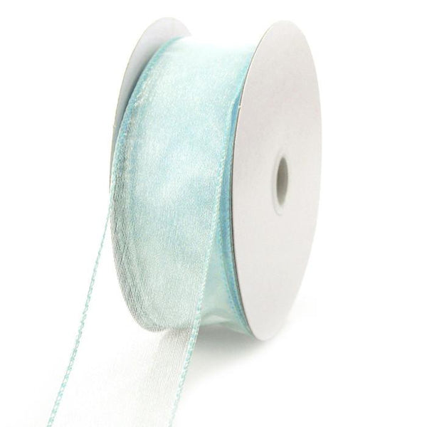 Sheer Chiffon Ribbon Wired Edge, 1-1/2-inch, 25-yard, Light Blue