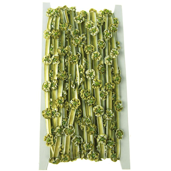 Multi-Color Flower Trim, 1/4-Inch, 10 Yards, Olive
