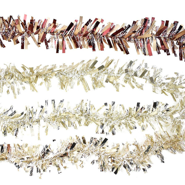 Christmas Tinsel with Snow Garlands, 8-Feet, 4-Piece