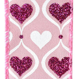 Valentines Hourglass Glitter Hearts Wired Ribbon, 1-1/2-Inch, 10-Yard