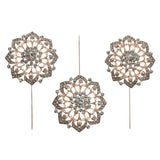 Blooming Flower Rhinestone Pins, 4-1/4-Inch, 3-Count
