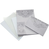 Glitter Laser-Cut Ornate Design with Pocket Blank Invitations, 5-Inch, 8-Count