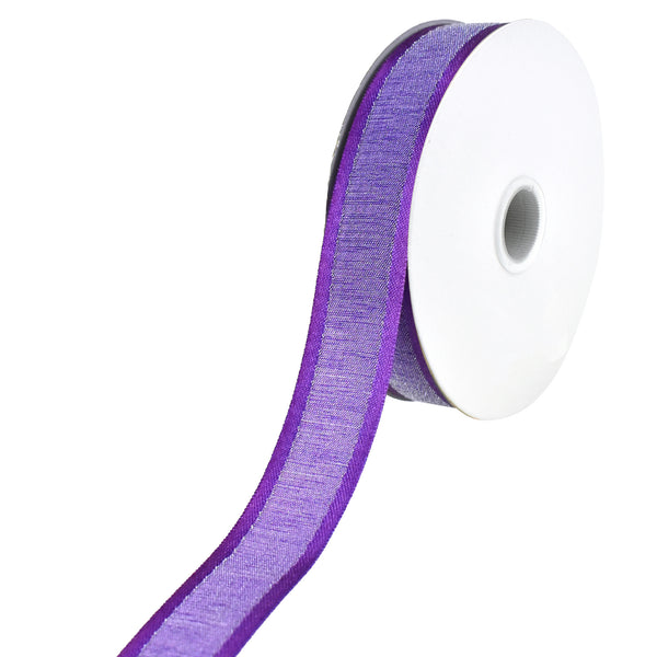 Faux Linen Ribbon with Satin-Edge, 7/8-Inch, 25-Yard - Purple