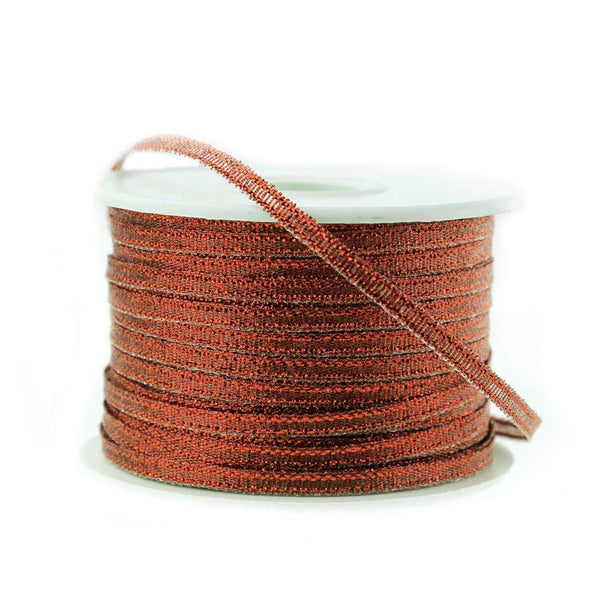 Metallic Taffeta Christmas Ribbon, 1/8-inch, 100-yard, Red