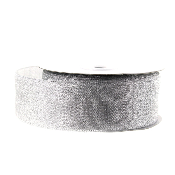 Metallic Taffeta Christmas Ribbon, 1-1/2-inch, 25-yard, Silver