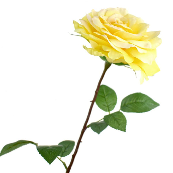 Tall Silk Rose Addie Single Stem, Lemon, 26-Inch