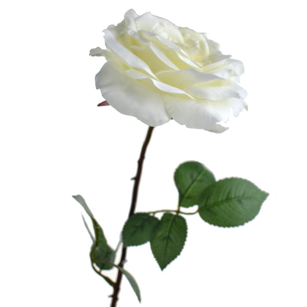 Tall Silk Rose Addie Single Stem, White, 26-Inch