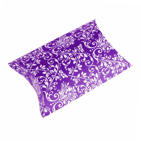 Damask Pillow Boxes Favors, 3-Inch, 12-Piece, Purple
