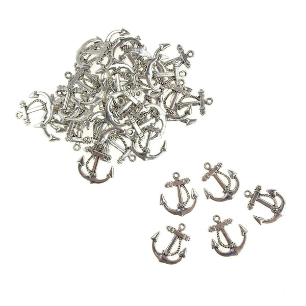 Metal Nautical Anchor Charms, Silver, 3/4-Inch, 36-Count