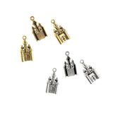 Antique Style Metal Castle Charms, 1-Inch, 18-Count