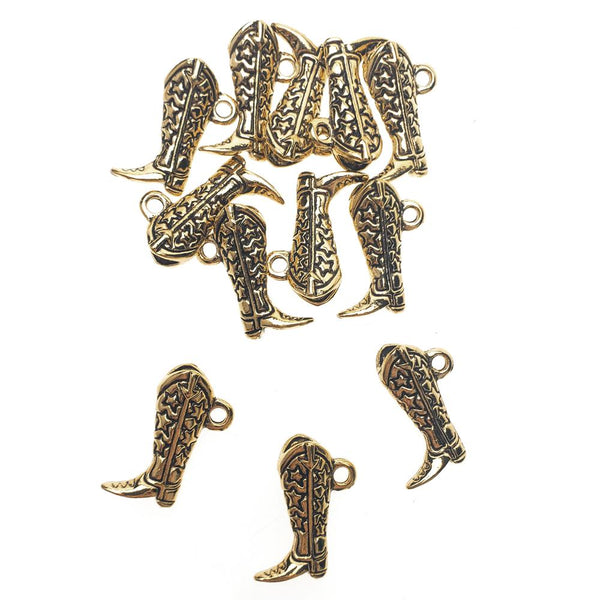 Starry Cowboy Boot Metal Charms, 1-Inch, 12-Count, Gold