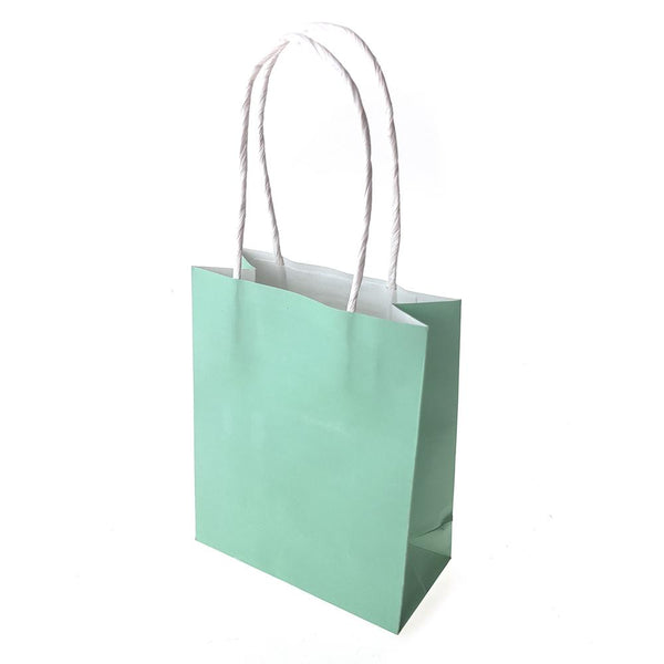Small Party Favor Paper Treat Bags, 5-Inch, 12-Count, Aqua
