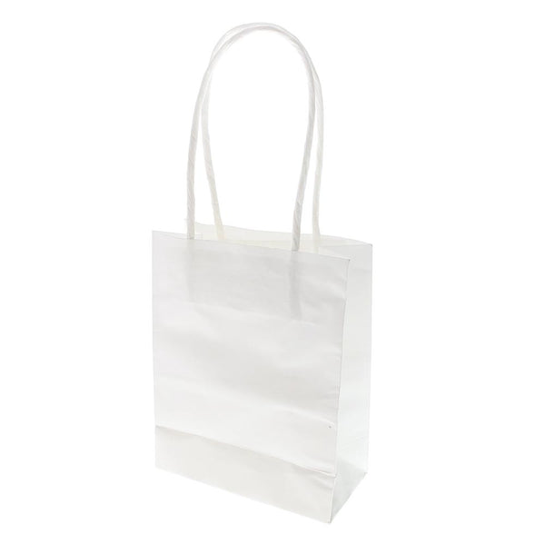 Small Party Favor Paper Treat Bags, 5-Inch, 12-Count, White