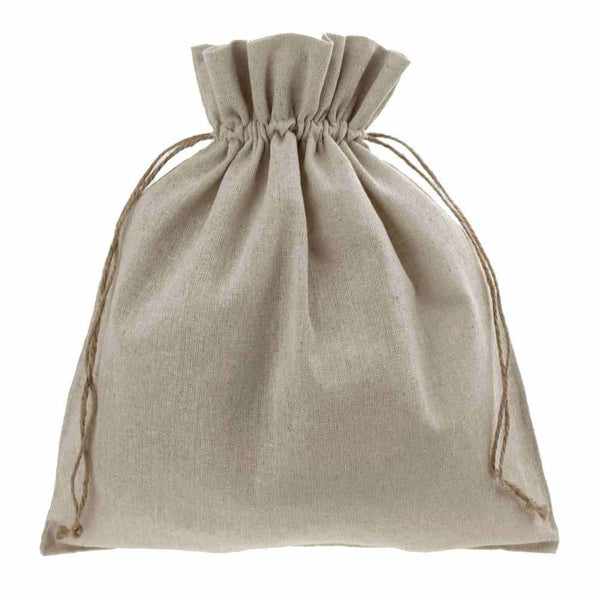 Natural Linen Favor Bags with Jute Drawstring, 12-Inch x 14-Inch, 12-Piece