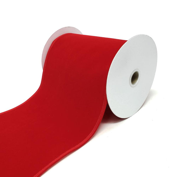 Christmas Velvet Wired Edge Ribbon, 6-Inch, 10-Yard, Bright Red