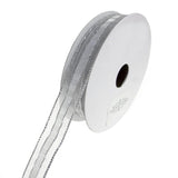 Sheer Metallic Iridescent Edge Natalia Ribbon, 5/8-Inch, 25-Yards