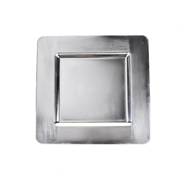 Plastic Square Charger Plate, 13-Inch, Silver, 1-Count