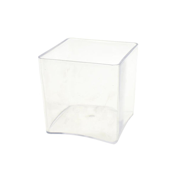 Clear Plastic Square Vase Display, 5-Inch x 5-Inch