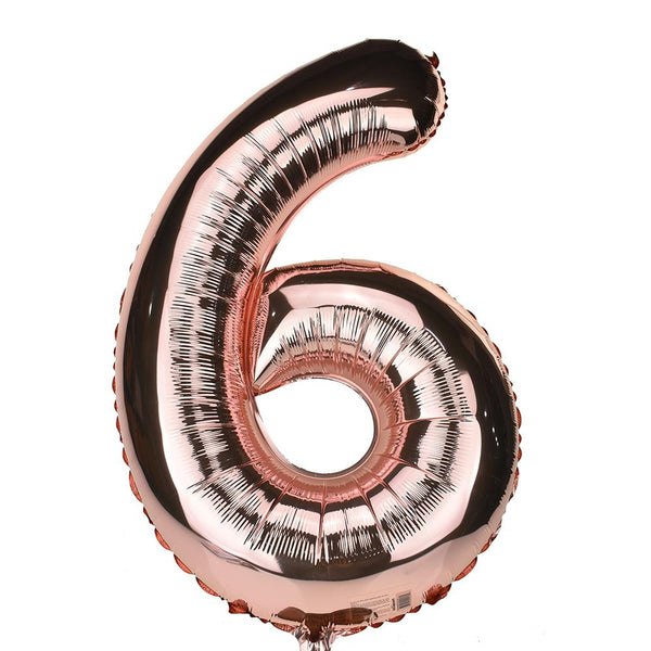 Jumbo Foil Number 6 Balloon, Rose Gold, 34-Inch