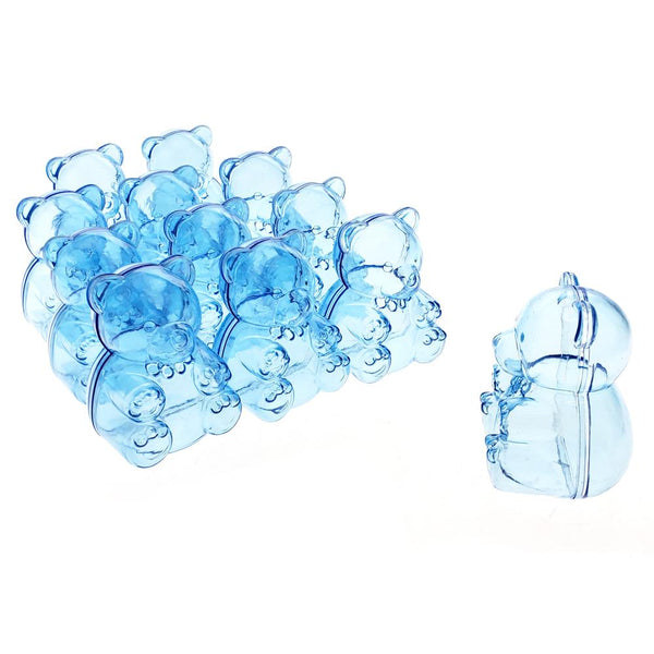 Baby Shower Plastic Teddy Bear Favor Box, 2-1/2-Inch, 12-Count, Blue