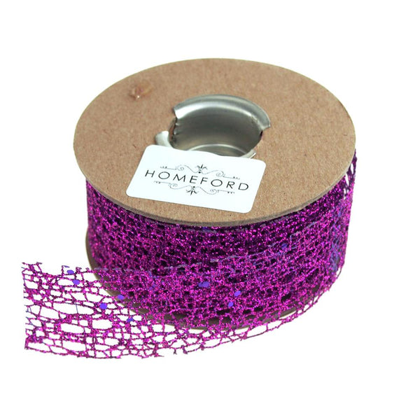 Weave Glitter Christmas Ribbon, 1-1/2-Inch, 9 Yards, Purple