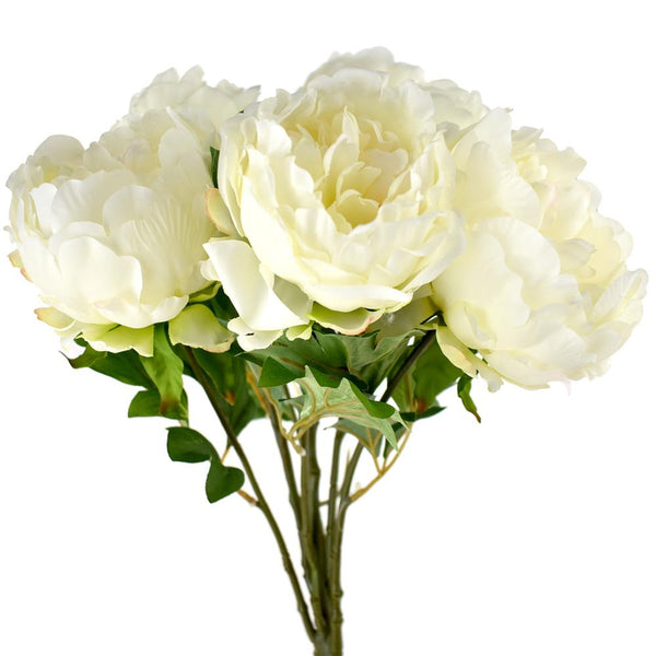 Deluxe Silk Peony Bush, 22-Inch, White
