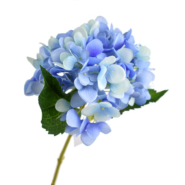 Deluxe Silk Hydrangea Stem, Blue, 18-Inch