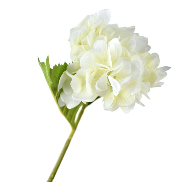 Deluxe Silk Hydrangea Stem, White, 18-Inch