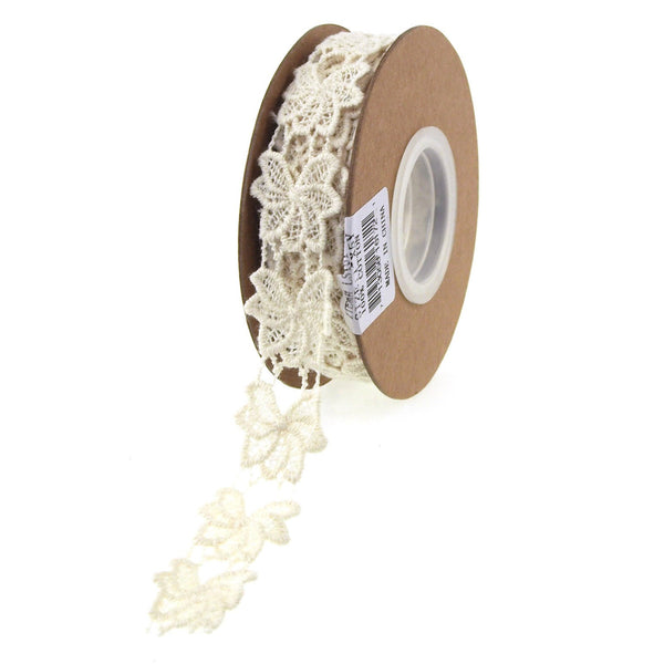 Flower Crochet Trim Ribbon, 1-Inch, 5 Yards, Ivory