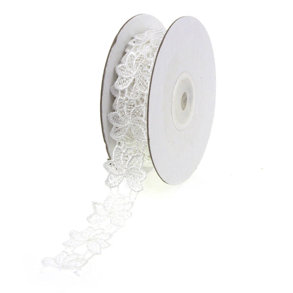 Flower Crochet Trim Ribbon, 1-Inch, 5 Yards, White