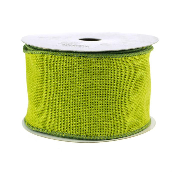 Faux Burlap Wired Edge Ribbon, 2-1/2-inch, 10-yard, Apple Green