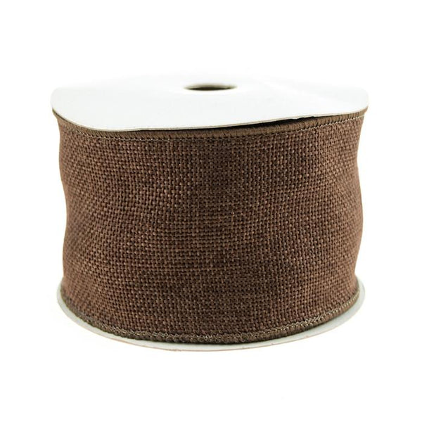 Faux Burlap Wired Edge Ribbon, 2-1/2-inch, 10-yard, Dark Brown