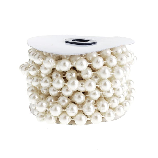 Plastic MOT Pearls, 10mm, 6-Yard, Cream