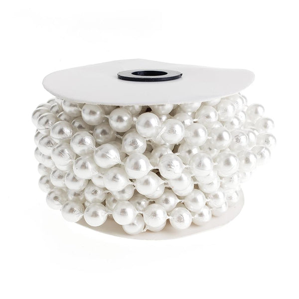 Plastic MOT Pearls, 10mm, 6-Yard, White