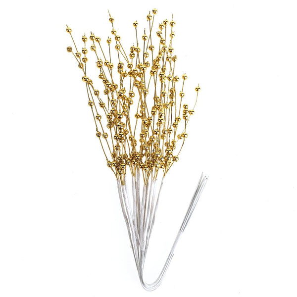 Pearl Beads Spray, 8-Inch, 12-Count, Gold