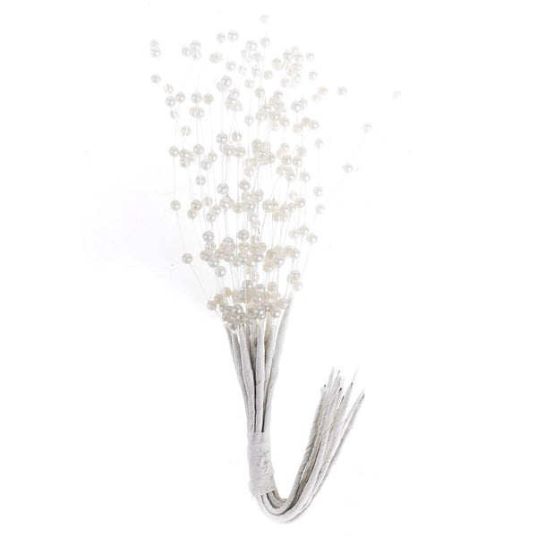 Pearl Beads Spray, 8-Inch, 12-Count, White