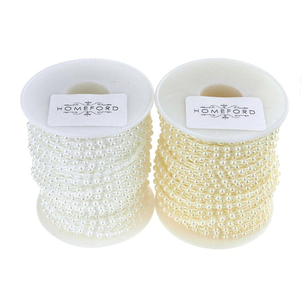 Plastic Flat Back Craft Pearl String, 4mm, 24-Yards