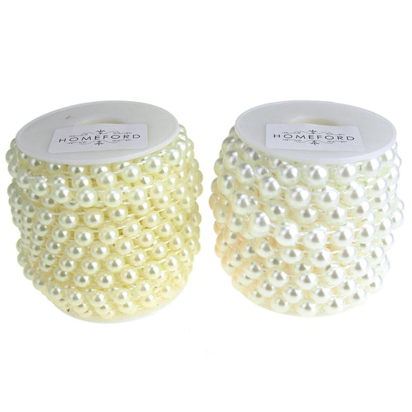 Plastic Flat Back Craft Pearl String, 8mm, 12-Yards