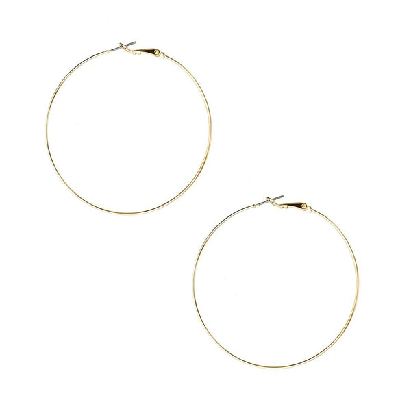 Surgical Steel Gold Plated Hoop Earrings, Gold, 2-1/4-Inch