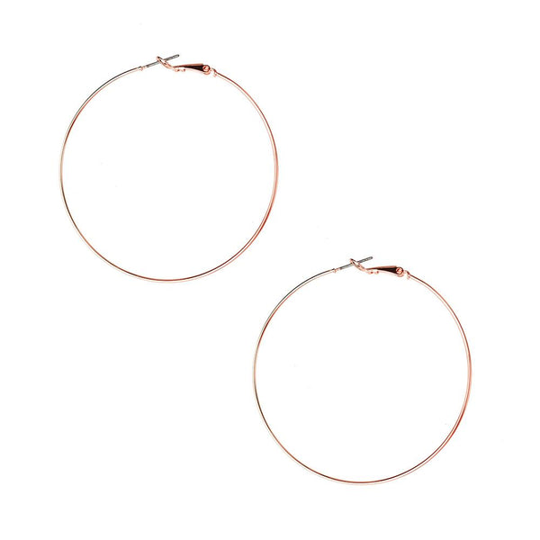 Surgical Steel Gold Plated Hoop Earrings, Rose Gold, 2-1/4-Inch