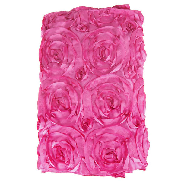 Satin Rosette Table Runner with Serged Edge, Fuchsia, 14-Inch x 108-Inch