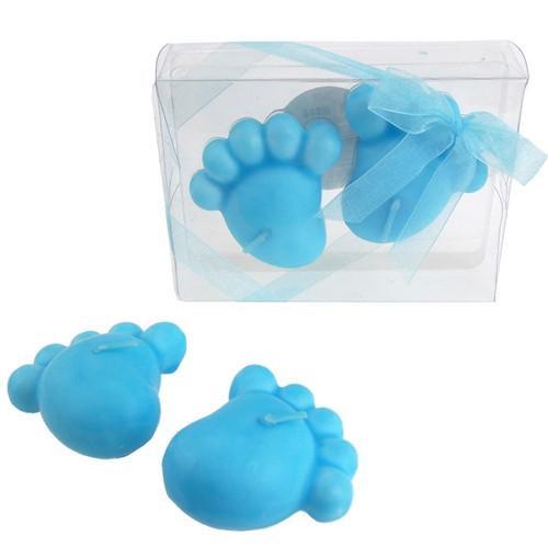 Baby Footprint Floating Candle Favors, 4-1/4-Inch, 2-Piece, Light Blue