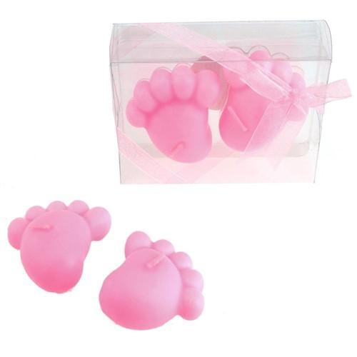 Baby Footprint Floating Candle Favors, 4-1/4-Inch, 2-Piece, Light Pink
