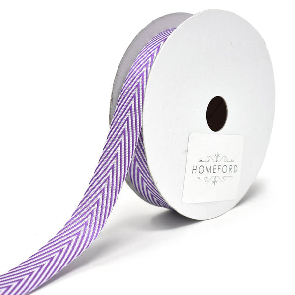 Woven Polyester Herringbone Ribbon, 5/8-Inch, 6-Yard, Purple