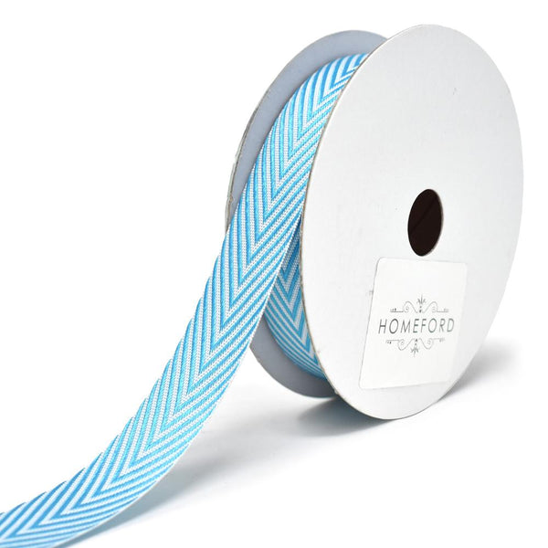 Woven Polyester Herringbone Ribbon, 5/8-Inch, 6-Yard, Turquoise