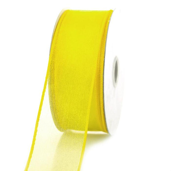 Sheer Chiffon Ribbon Wired Edge, 1-1/2-inch, 25-yard, Daffodil